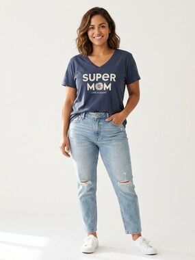 Life Is Good Navy 'Super Mom' V-Neck Tee